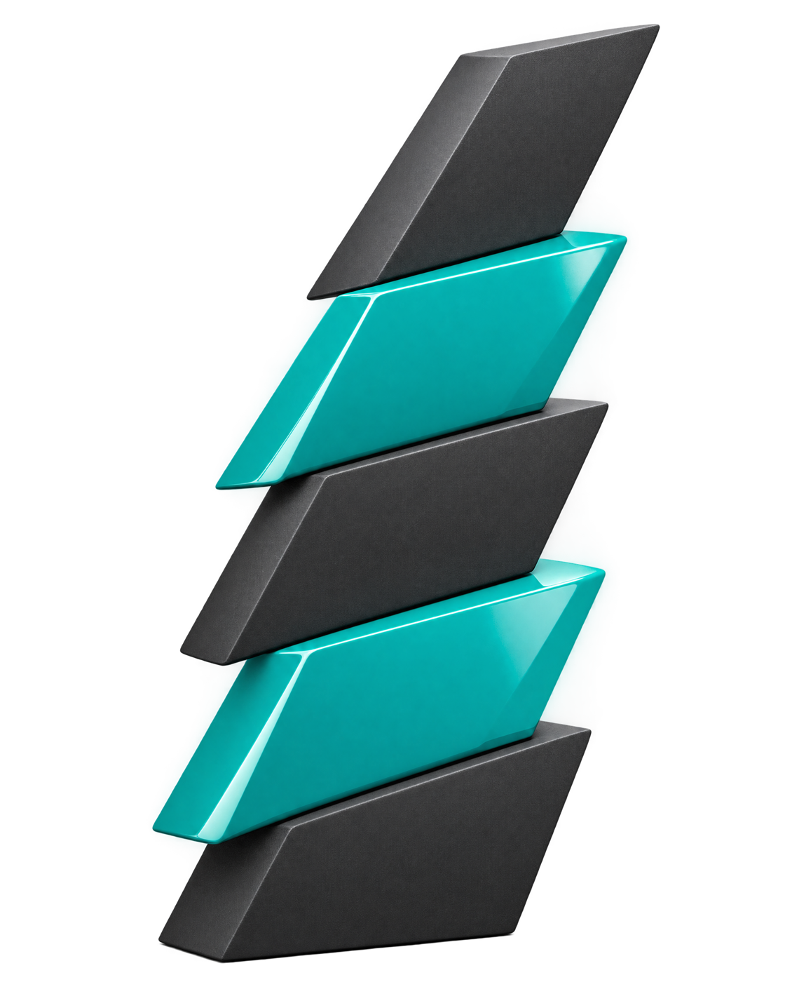 Een stapel turquoise en antracietgrijze blokken, het DKZR-logo als fysiek object
